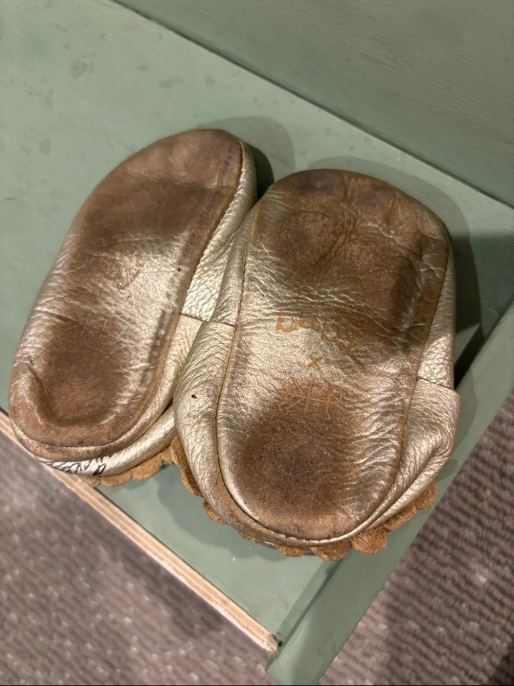 Freshly Picked Metallic Gold Moccasins for Kids